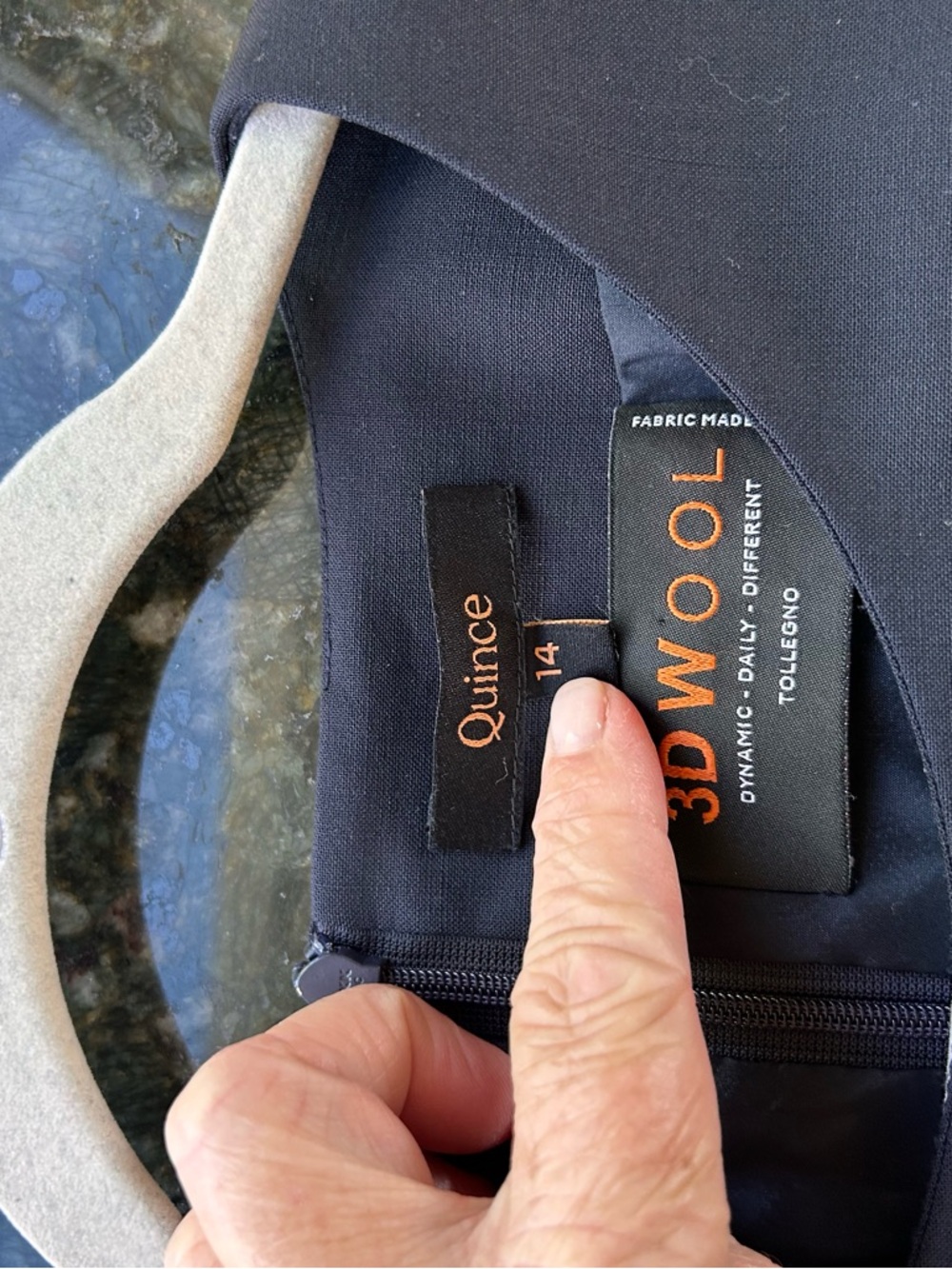 NWOT Quince Italian Wool short Sleeve Dress. Breathable. Navy. Sz 14 - Picture 8 of 11